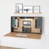 Hammerbacher Wandschreibtisch - Mini Home Office / Größe: 120x26x65 cm (BxTxH) / Farbkombination: Graphit/Asteiche