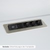 Hammerbacher Elektrifizierung - Steckdosenleiste aufklappbar aus Aluminium / Anschlüsse: 3 VDE Steckdosen & 2 USB-Charger / Einbau: Ohne Fräsung