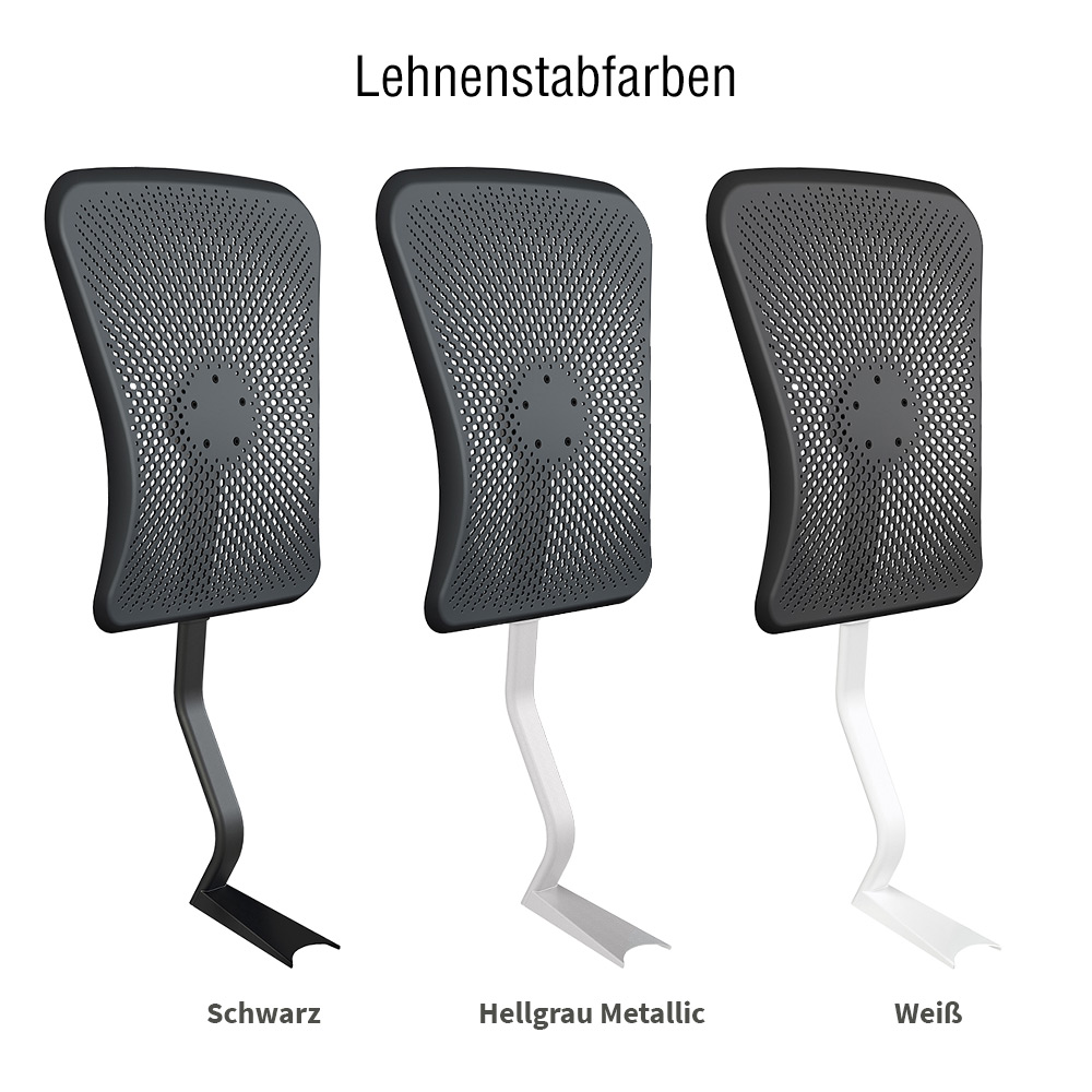 Aeris Lehne mit Mesh-Gewebe-Bezug - passend für Swopper mit Rollen-Fußring  / Lehnenbezugfarbe: Schwarz / Lehnenstabfarbe: Schwarz