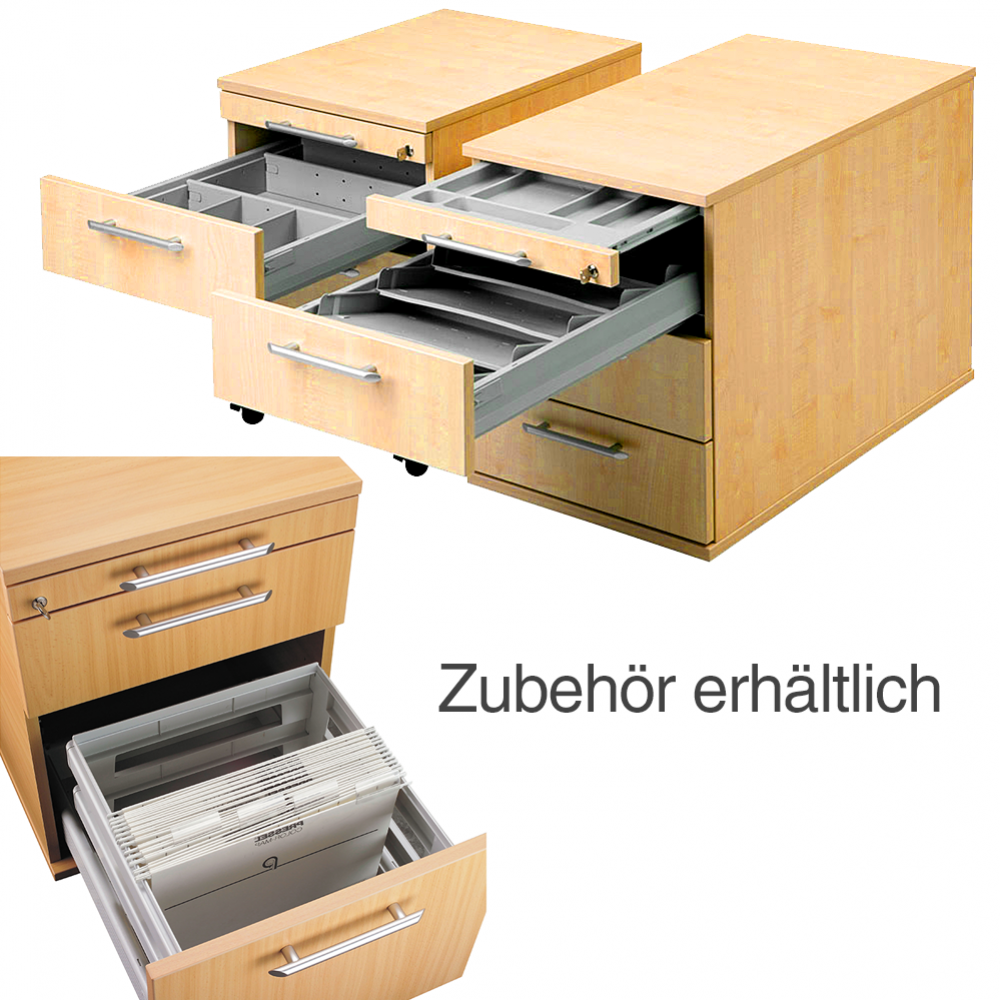 7 Farben 3 Schubladen abschließbar Rollcontainer Hammerbacher