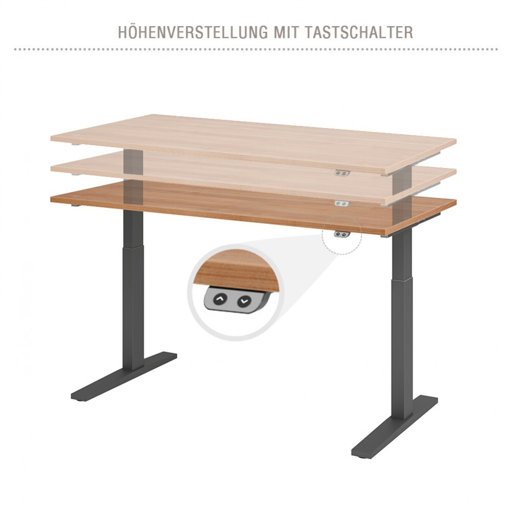 Höhenverstellbarer Schreibtisch XMKA 120 x 80 cm - Weiß/Weiß online kaufen  - HBA-XMKA12-W-W