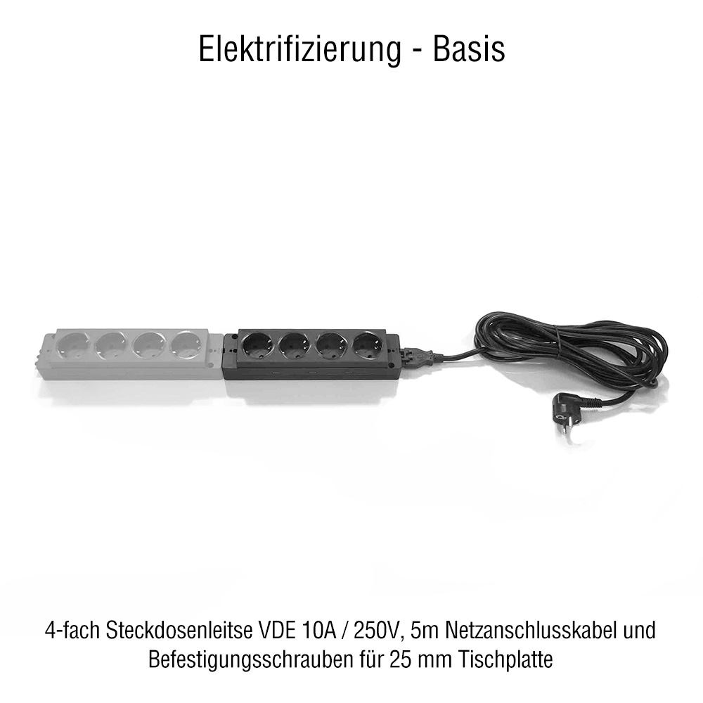 Hammerbacher Einbau-Steckdosenleiste ELDOSE0 4x Steckdosen VDE versenkbar  (ohne Einbau)