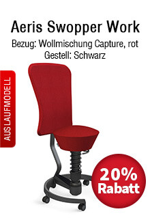 Aeris Swopper Work mit rotem Bezug und schwarzem Gestell im Sale