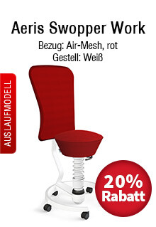Aeris Swopper Work mit rotem Mesh-Bezug und weißem Gestell im Sale