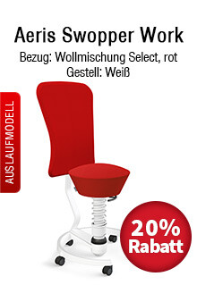 Aeris Swopper Work mit rotem Select-Bezug und weißem Gestell im Sale