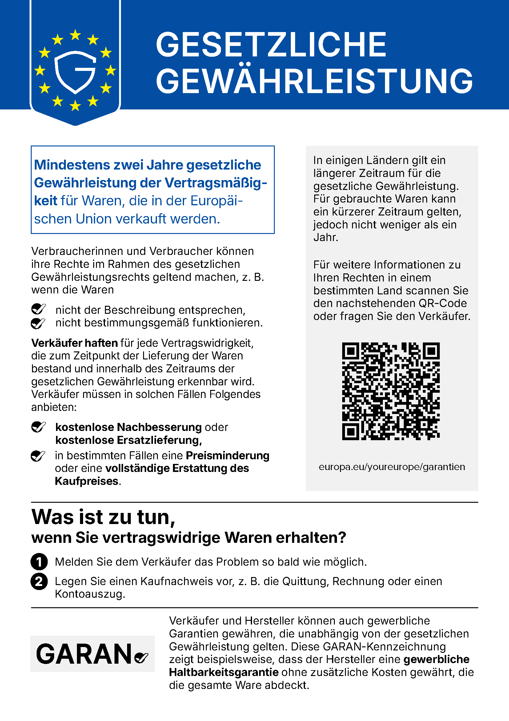 Offizielles Gewährleistungslabel
