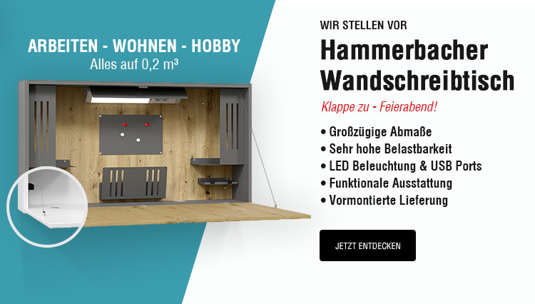 Der einzigartige Wandschreibtisch von Hammerbacher - perfekt für Homeoffice