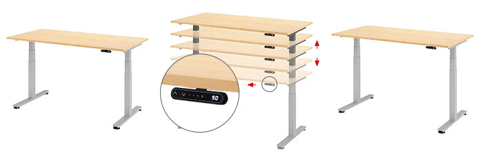 Hammerbacher Schreibtisch elektrisch höhenverstellbarer Serie XDSM / Größe:  120 x 80 cm / Dekor: Grau - vxdsm12/5/s