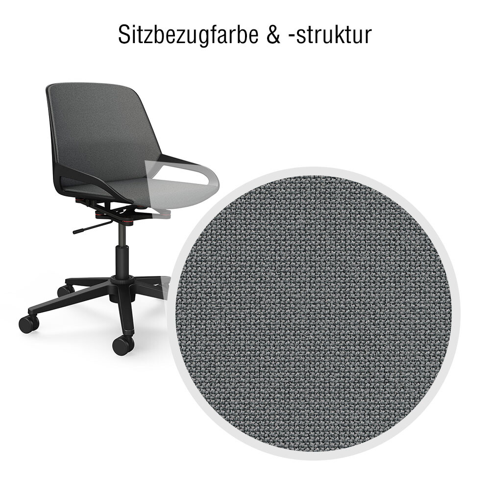 Nahaufnahme des Sitzbezugs, Recyceltes Polyester Cura grau meliert