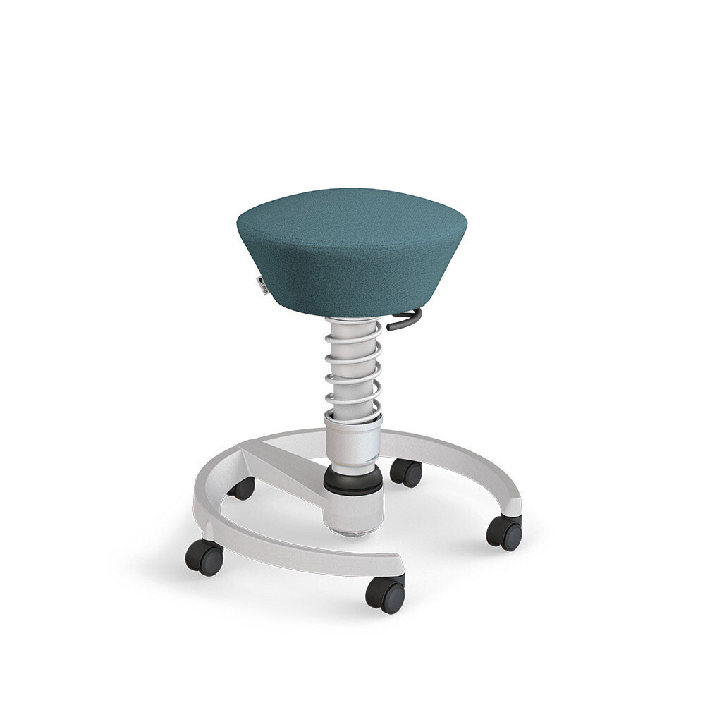 SALE: Aeris Swopper mit Rollen | Cura: Taubenblau meliert | Feder: Standard | Gestell: Hellgrau-metallic - Auslaufartikel