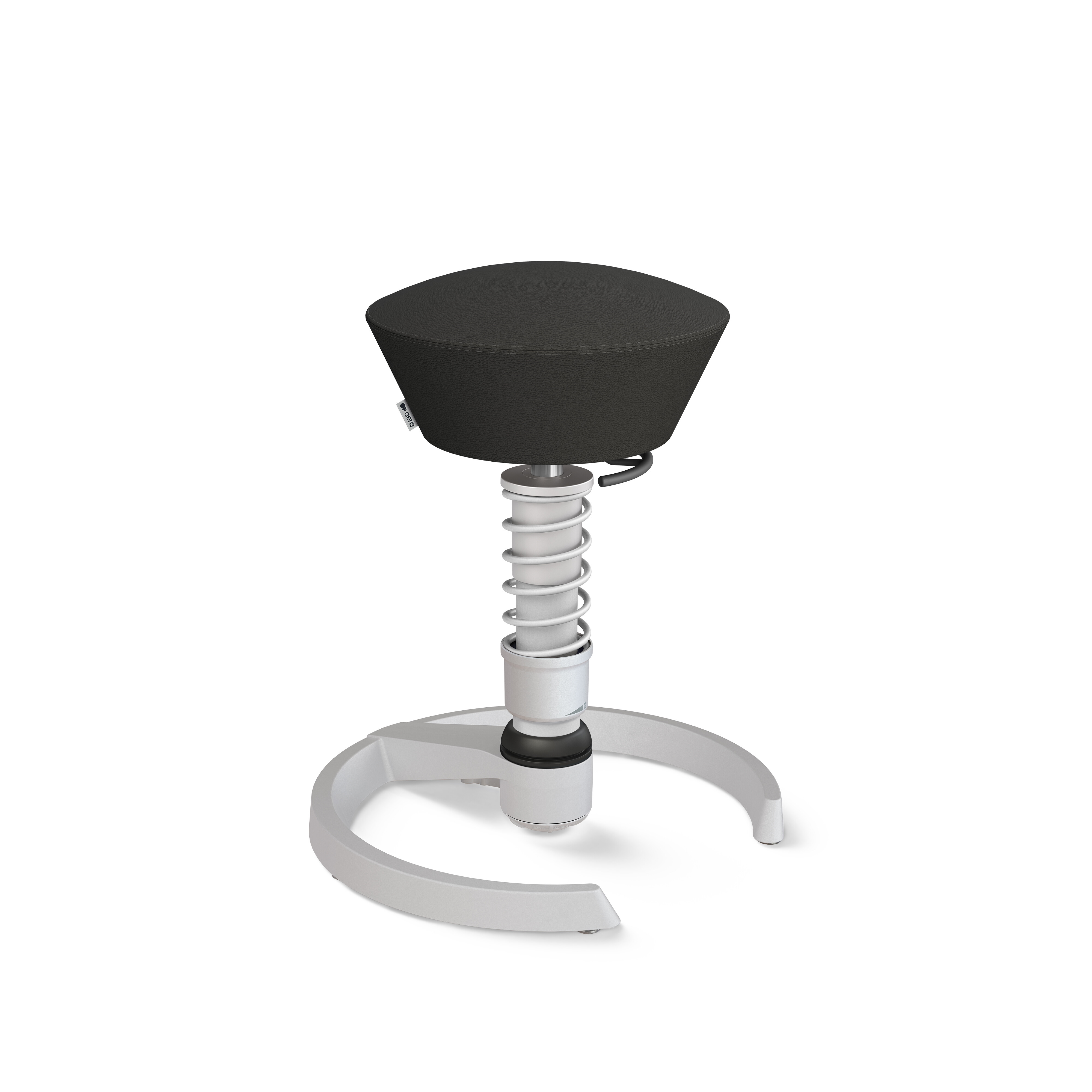 Aeris Swopper mit Gleitern | Leder: Schwarz | Feder: High | Gestell: Hellgrau-metallic