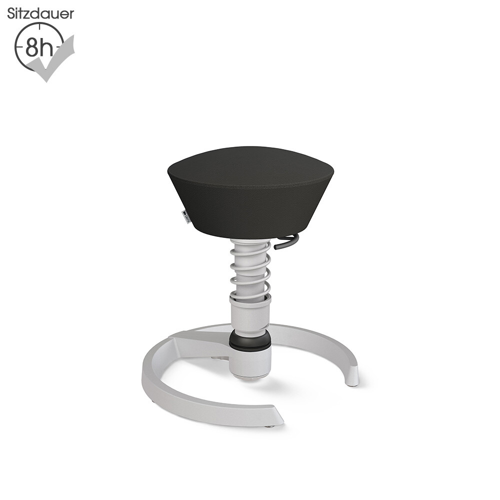 Aeris Swopper mit Gleitern | Leder: Schwarz | Feder: Light | Gestell: Hellgrau-metallic