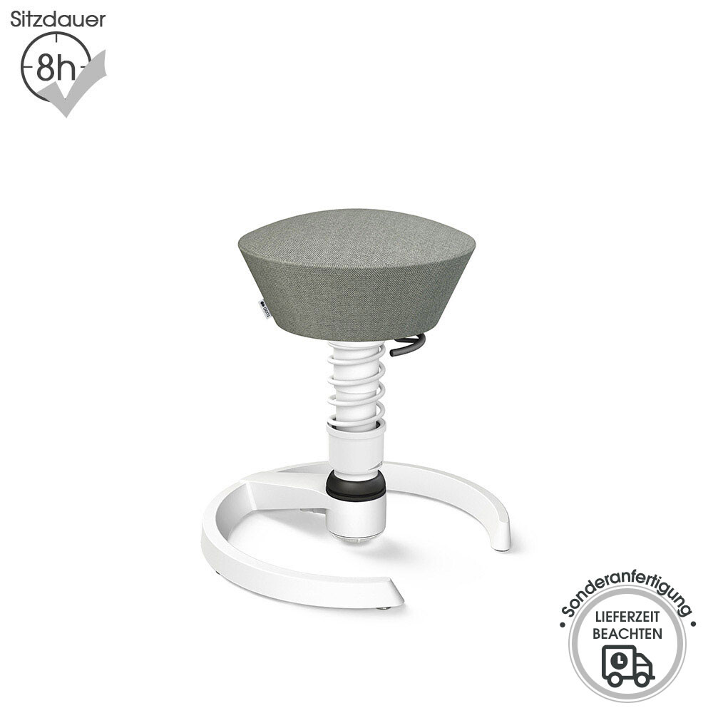 Aeris Swopper mit Gleitern | Wolle-meliert: Grau | Feder: Light | Gestell: Weiß