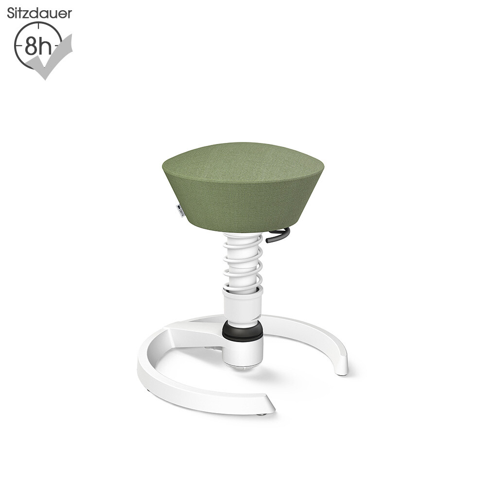 Aeris Swopper mit Gleitern | Wolle-meliert: Grün-Beige | Feder: Light | Gestell: Weiß