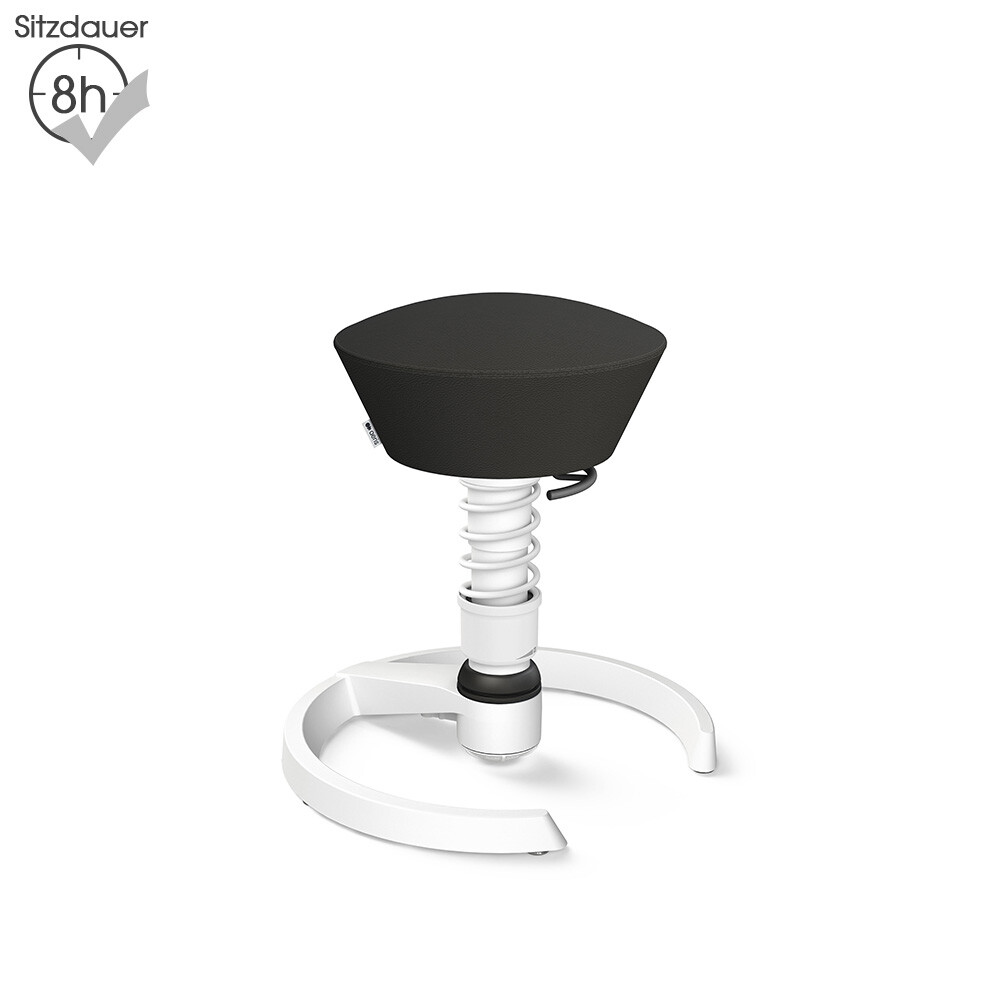 Aeris Swopper mit Gleitern | Leder: Schwarz | Feder: Light | Gestell: Weiß