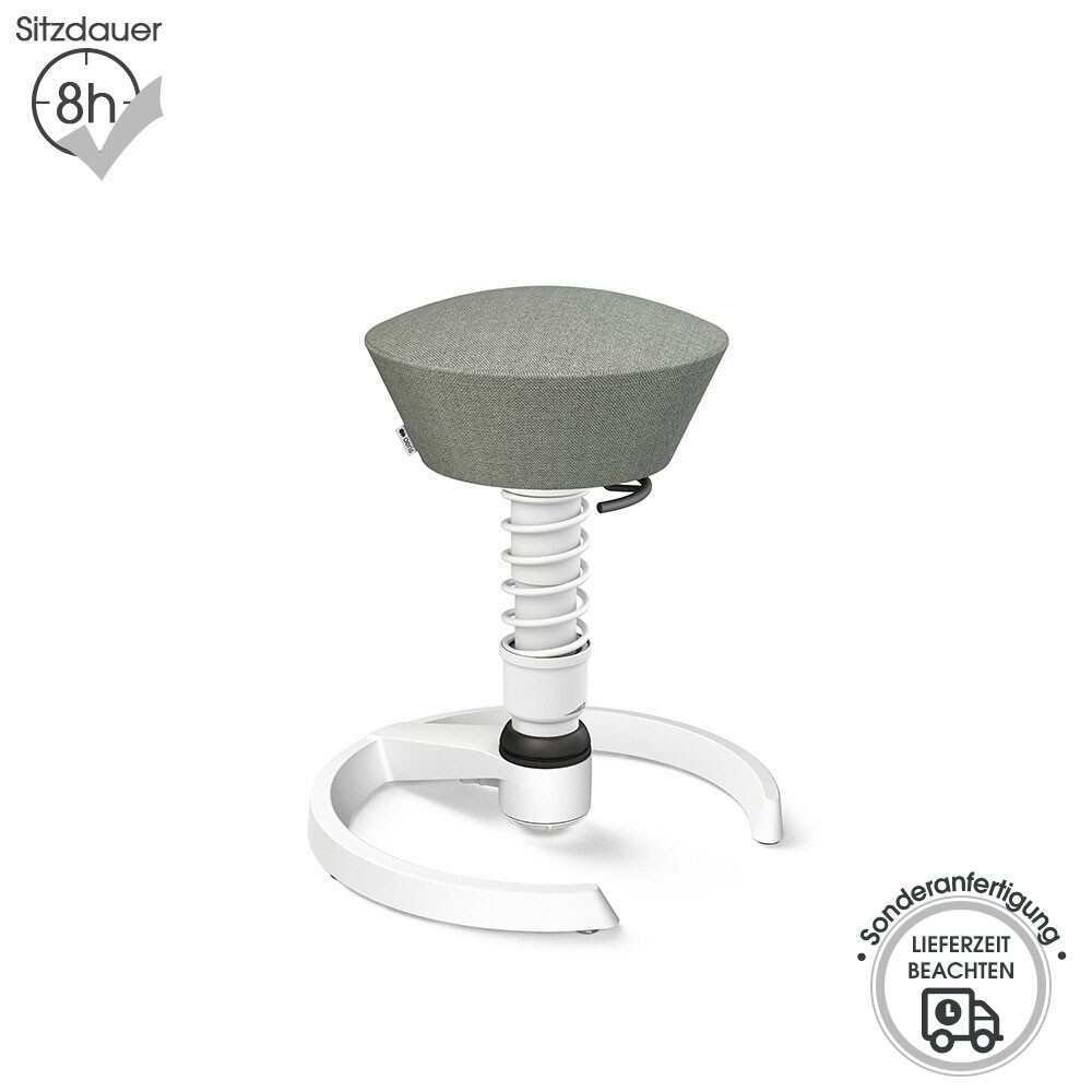 Aeris Swopper mit Gleitern | Wolle-meliert: Grau | Feder: Standard | Gestell: Weiß