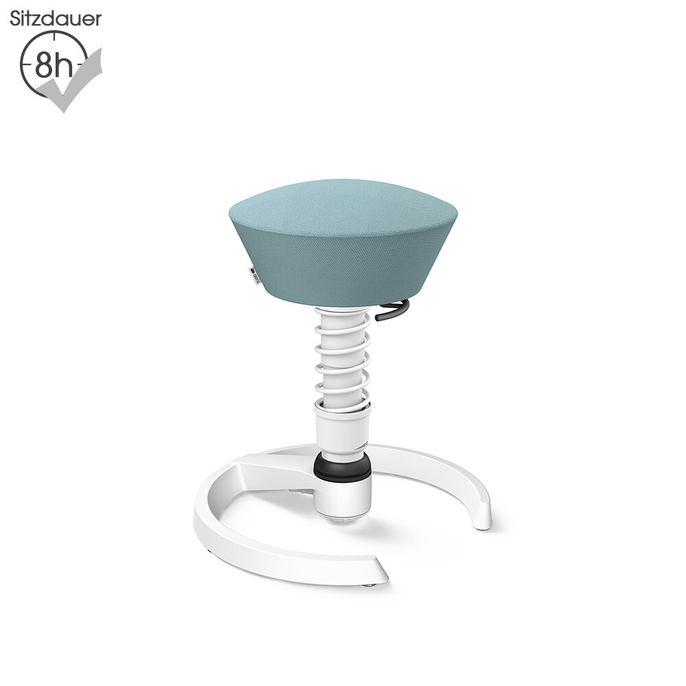 Aeris Swopper mit Gleitern | Wolle-unifarben: Pastellblau | Feder: Standard | Gestell: Weiß