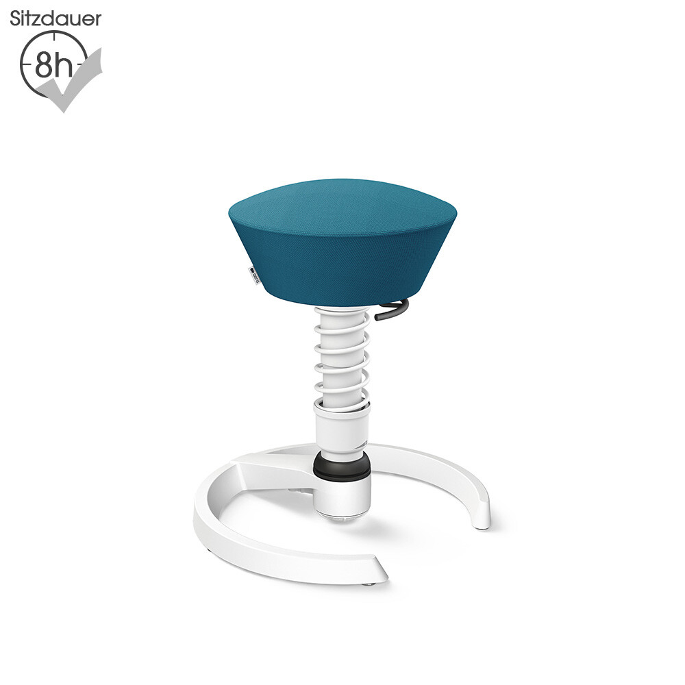 Aeris Swopper mit Gleitern | Wolle-unifarben: Azurblau | Feder: Standard | Gestell: Weiß