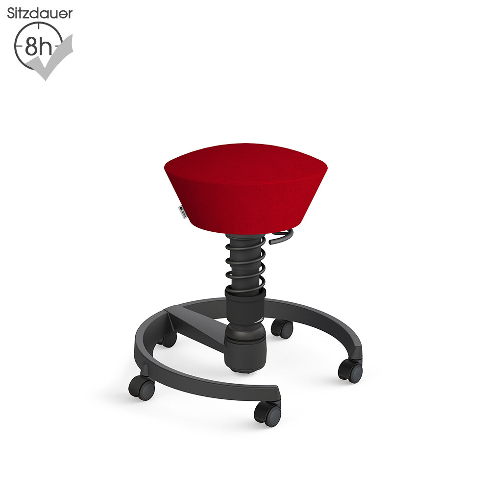 Aeris Swopper mit Rollen | Mikrofaser: Rot | Feder: Light | Gestell: Schwarz