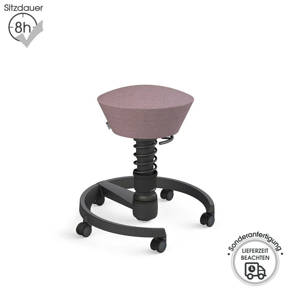 Aeris Swopper mit Rollen | Wolle-meliert: Rosa-Violett | Feder: Light | Gestell: Schwarz