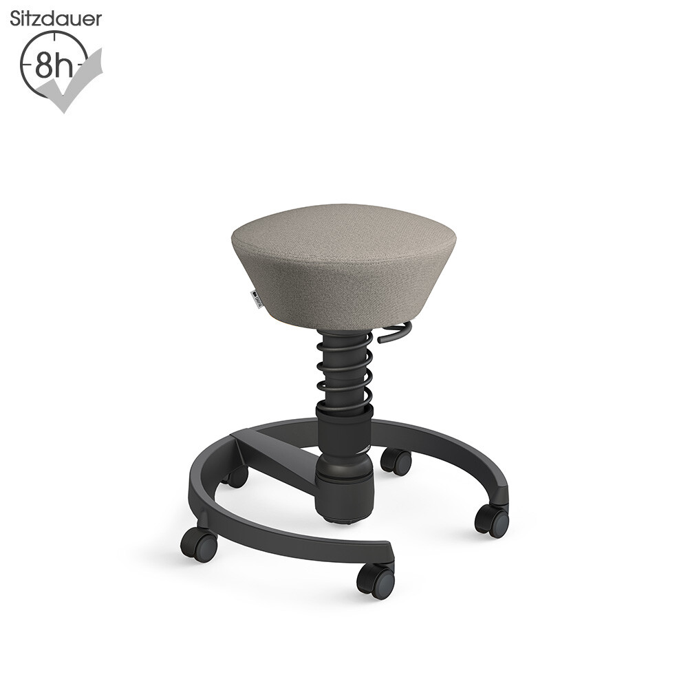 Aeris Swopper mit Rollen | Recyceltes Polyester: Beige meliert | Feder: Light | Gestell: Schwarz