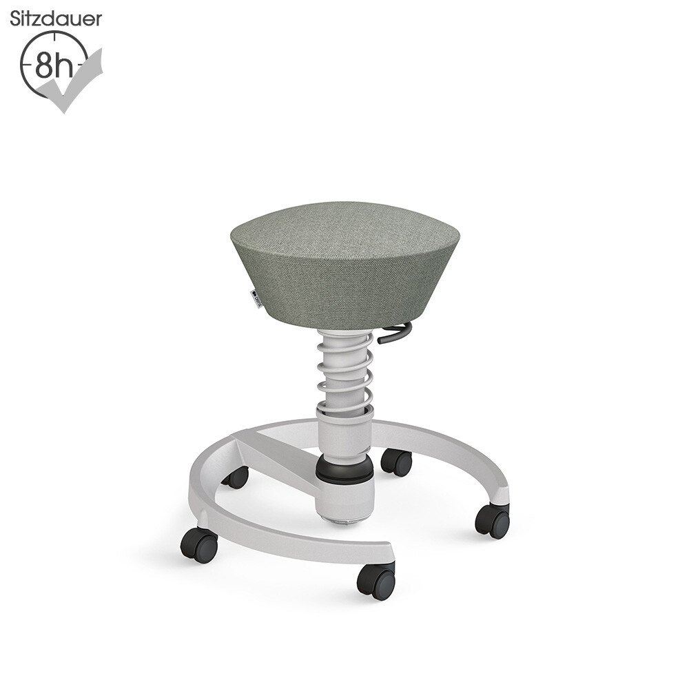 Aeris Swopper mit Rollen | Wolle-meliert: Grau | Feder: Light | Gestell: Hellgrau-metallic
