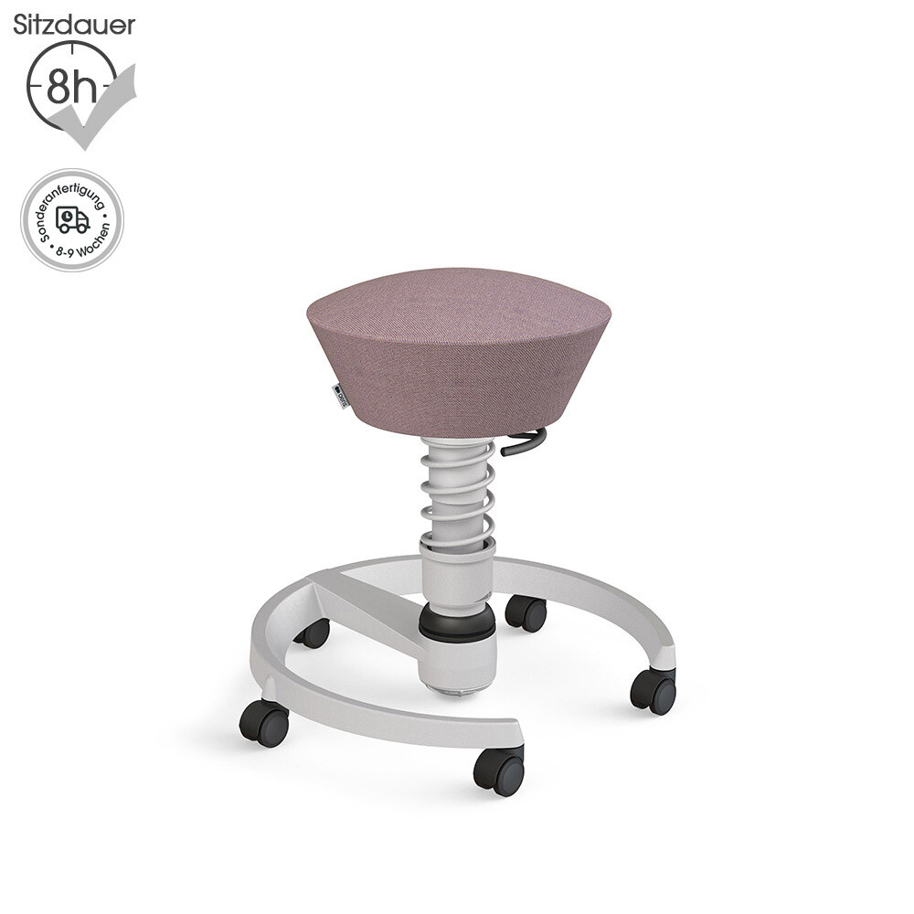 Aeris Swopper mit Rollen | Wolle-meliert: Rosa-Violett | Feder: Light | Gestell: Hellgrau-metallic