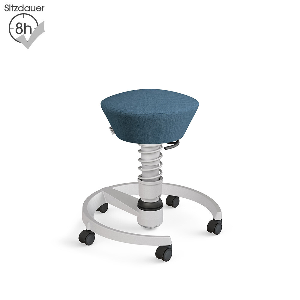 Aeris Swopper mit Rollen | Recyceltes Polyester: Blau meliert | Feder: Light | Gestell: Hellgrau Metallic