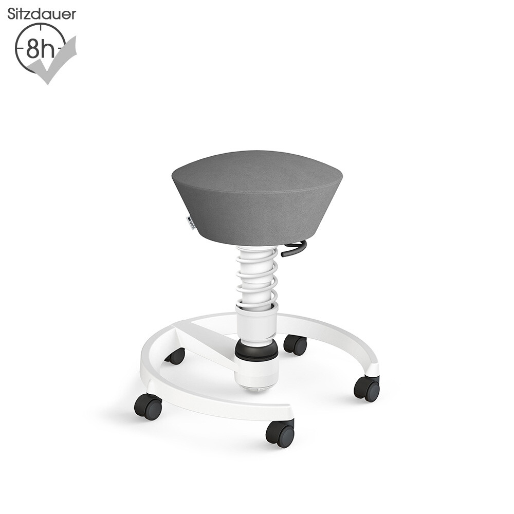 Aeris Swopper mit Rollen | Mikrofaser: Grau | Feder: Light | Gestell: Weiß