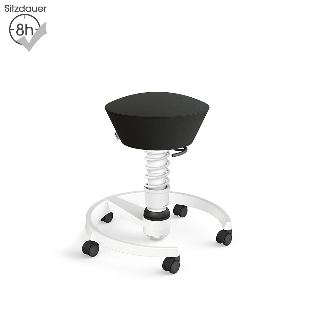 Aeris Swopper mit Rollen | Kunstleder: Schwarz | Feder: Light | Gestell: Weiß