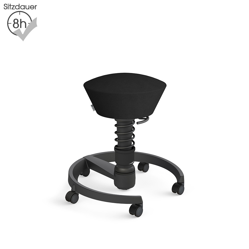 Aeris Swopper mit Rollen | Mikrofaser: Schwarz | Feder: Low | Gestell: Schwarz