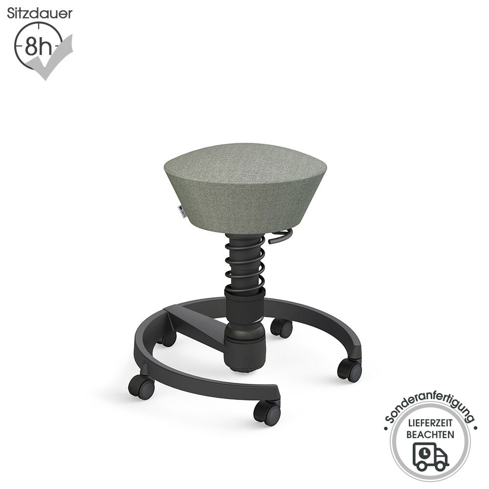 Aeris Swopper mit Rollen | Wolle-meliert: Grau | Feder: Low | Gestell: Schwarz