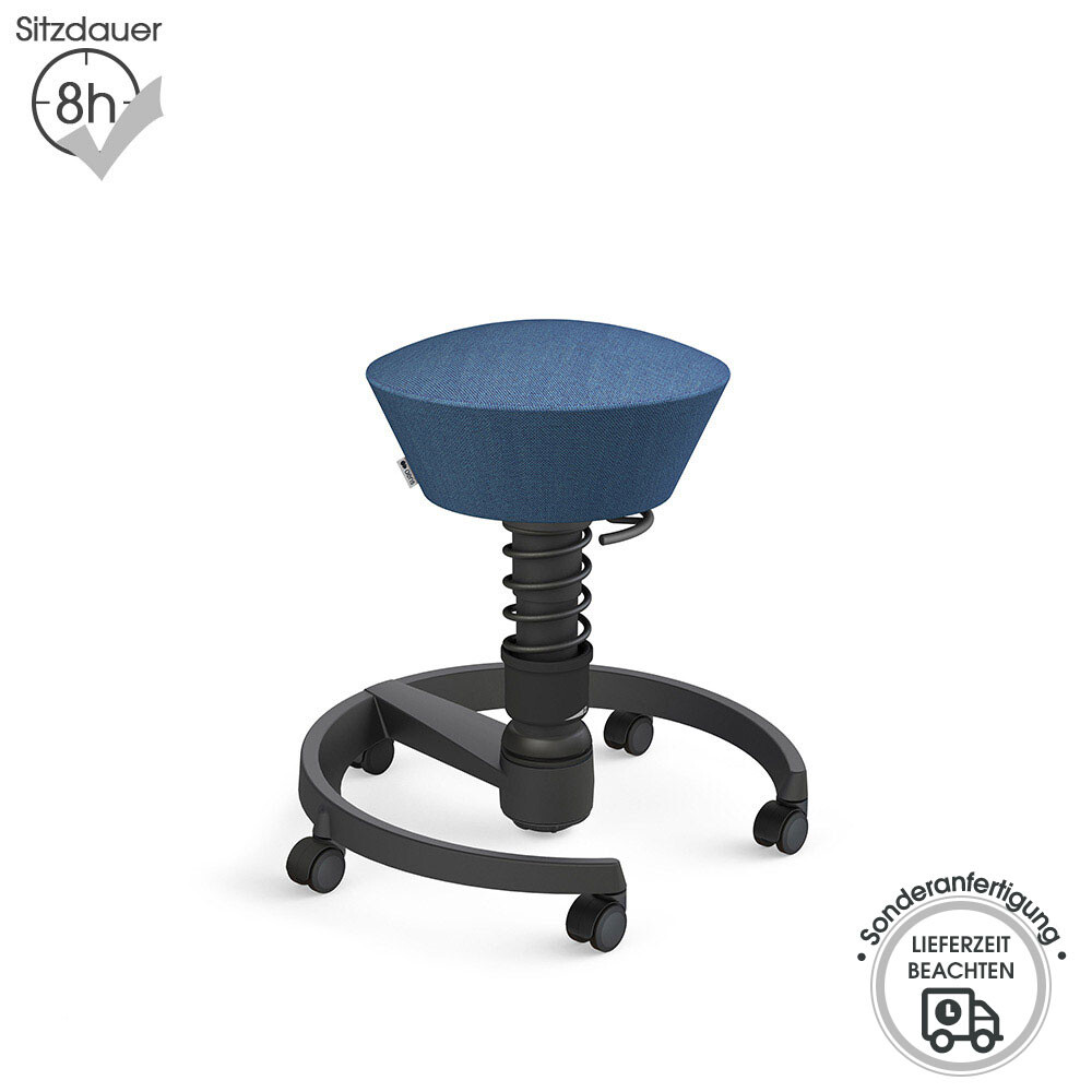 Aeris Swopper mit Rollen | Wolle-meliert: Blau | Feder: Low | Gestell: Schwarz