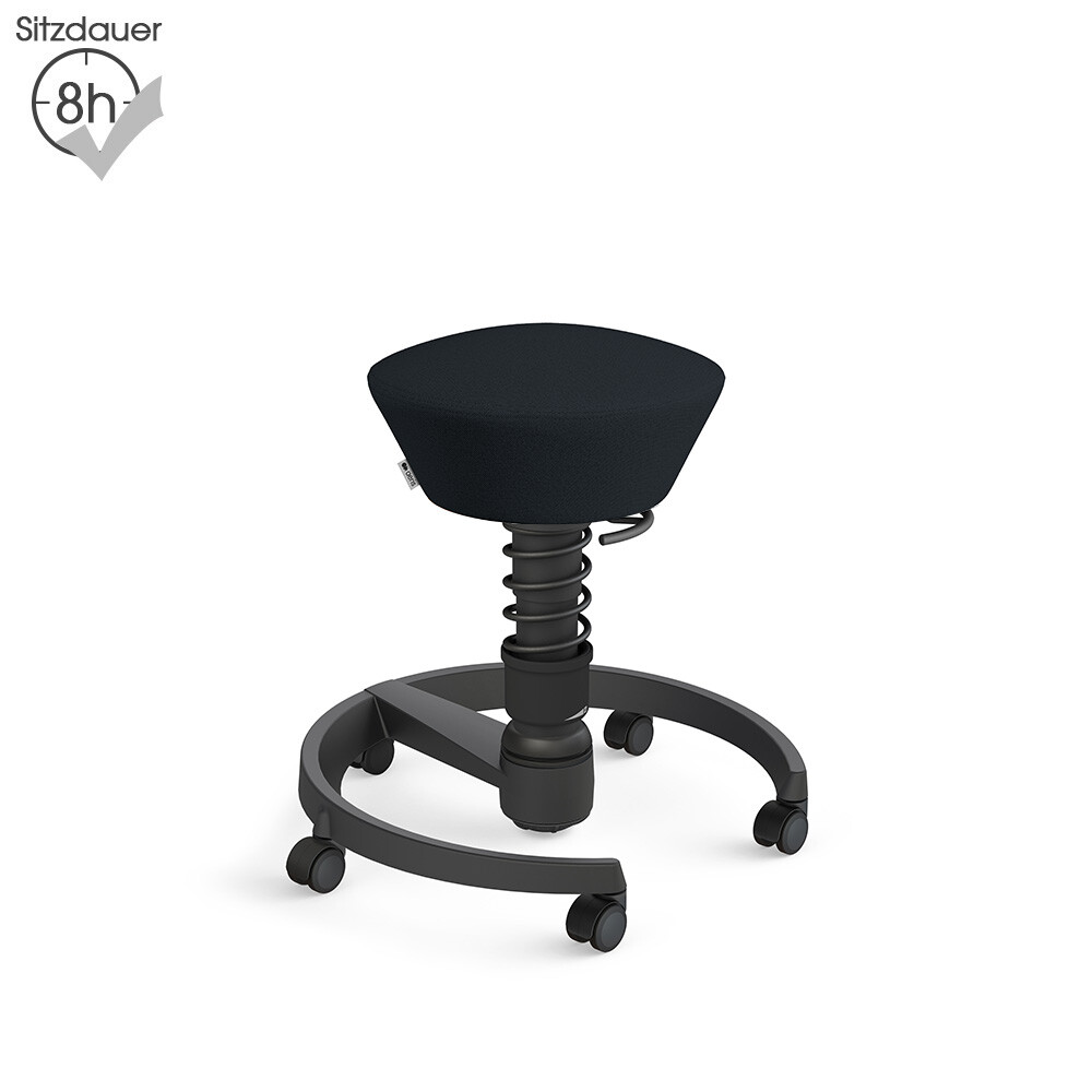 Aeris Swopper mit Rollen | Recyceltes Polyester: Schwarz | Feder: Low | Gestell: Schwarz