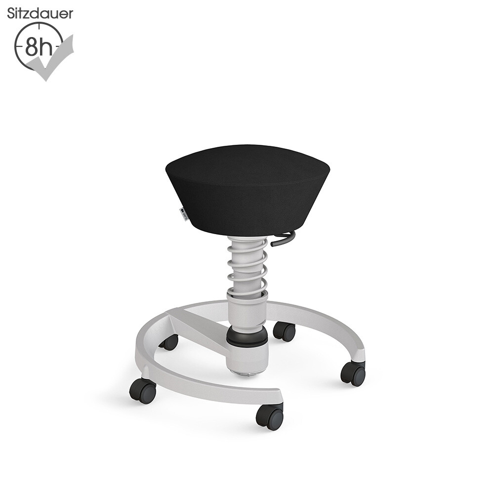Aeris Swopper mit Rollen | Mikrofaser: Schwarz | Feder: Low | Gestell: Hellgrau-metallic
