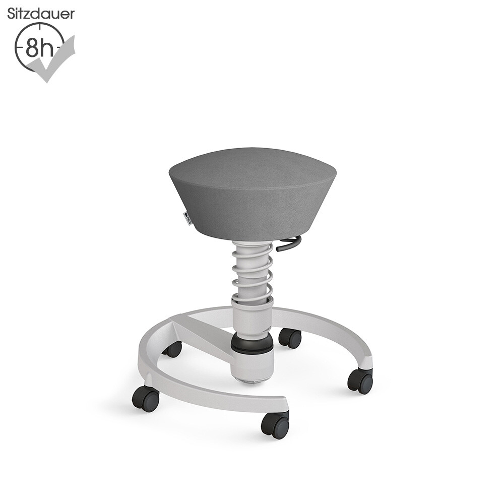Aeris Swopper mit Rollen | Mikrofaser: Grau | Feder: Low | Gestell: Hellgrau-metallic