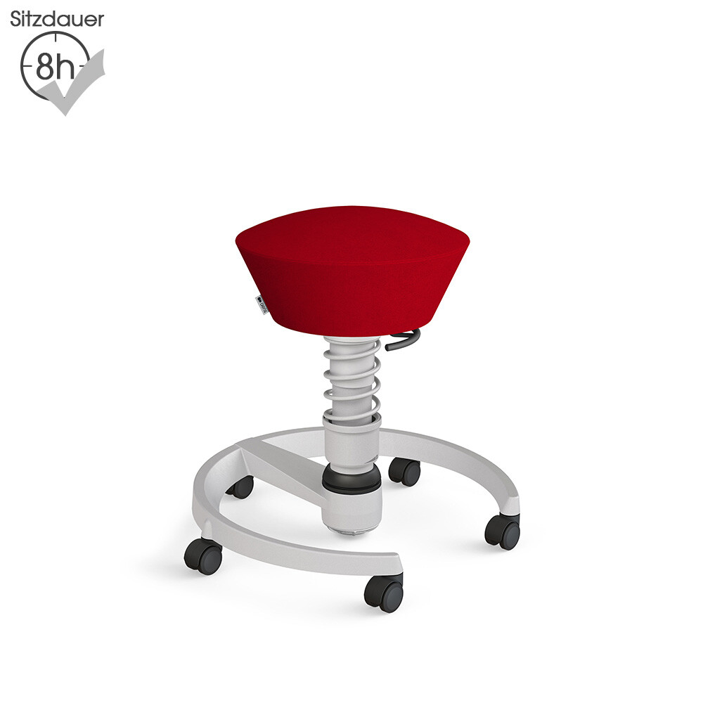 Aeris Swopper mit Rollen | Mikrofaser: Rot | Feder: Low | Gestell: Hellgrau-metallic