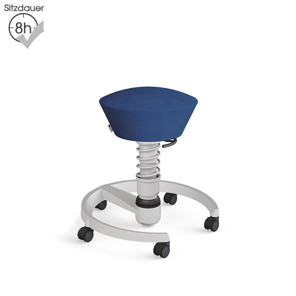 Aeris Swopper mit Rollen | Mikrofaser: Blau | Feder: Low | Gestell: Hellgrau-metallic