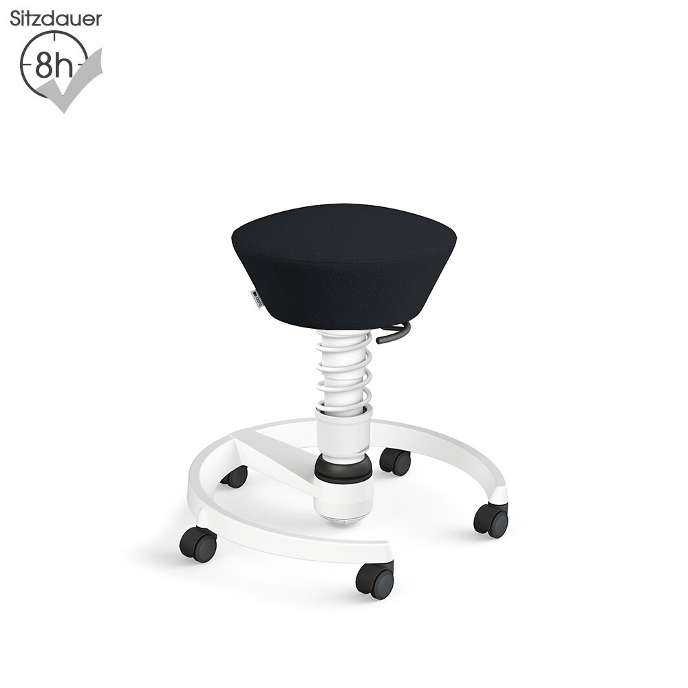 Aeris Swopper mit Rollen | Recyceltes Polyester: Schwarz | Feder: Low | Gestell: Weiß