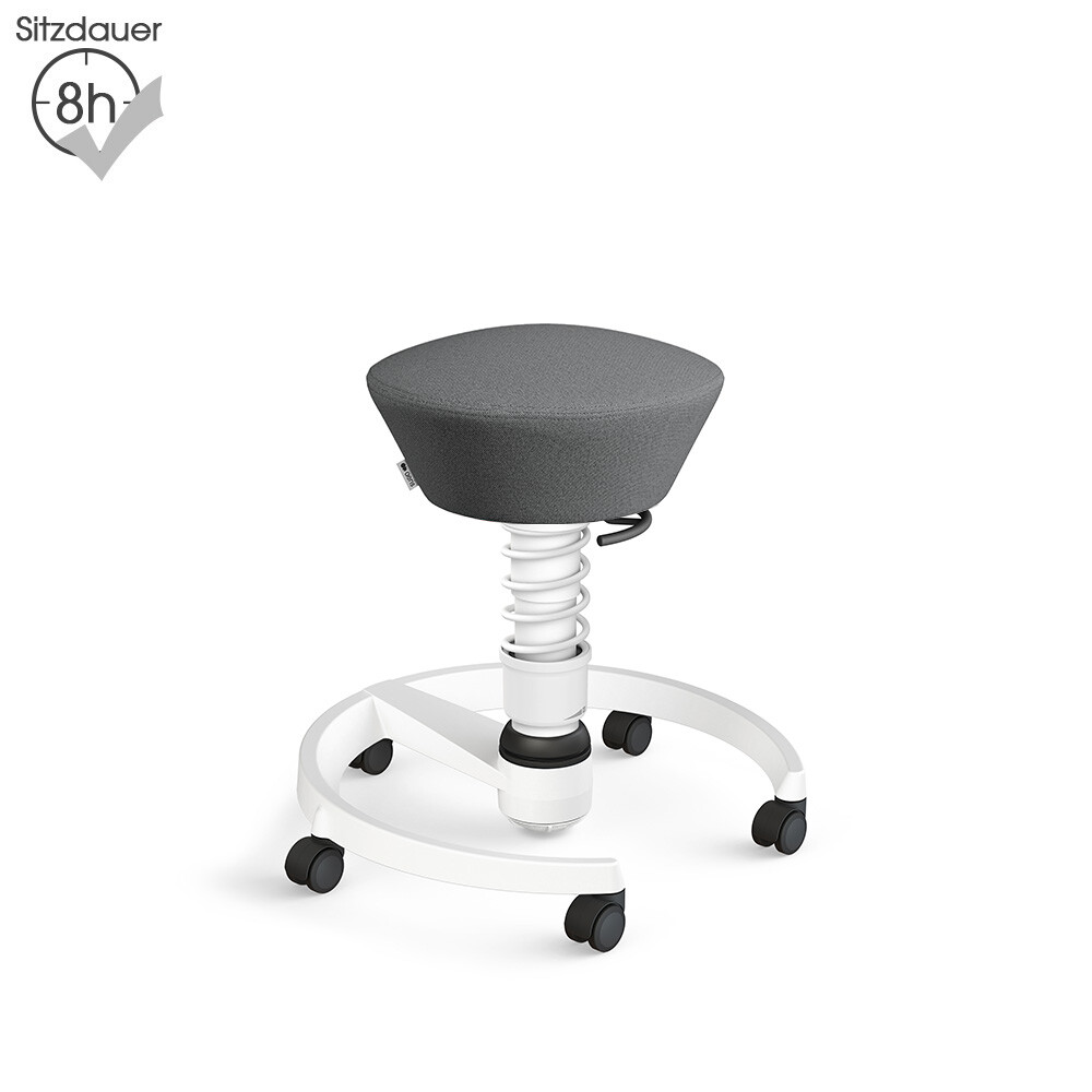 Aeris Swopper mit Rollen | Recyceltes Polyester: Grau meliert | Feder: Low | Gestell: Weiß