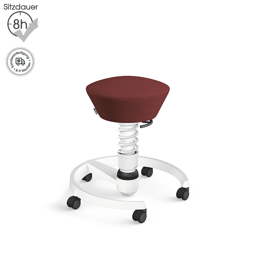 Aeris Swopper mit Rollen | Recyceltes Polyester: Rot meliert | Feder: Low | Gestell: Weiß