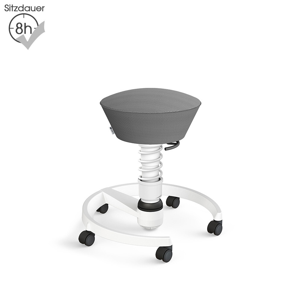 Aeris Swopper mit Rollen | Air-Mesh: Grau | Feder: Low | Gestell: Weiß