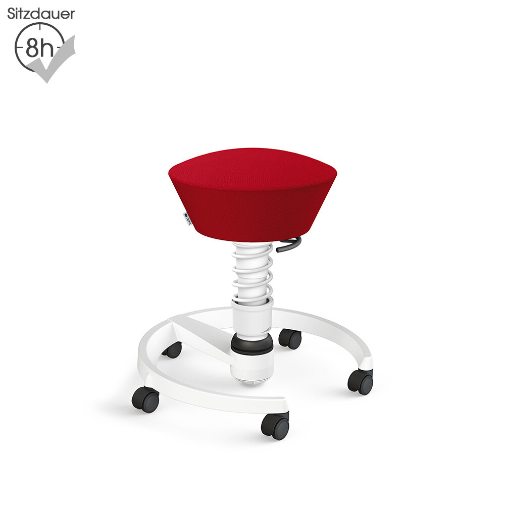 Aeris Swopper mit Rollen | Wolle-unifarben: Rot | Feder: Low | Gestell: Weiß