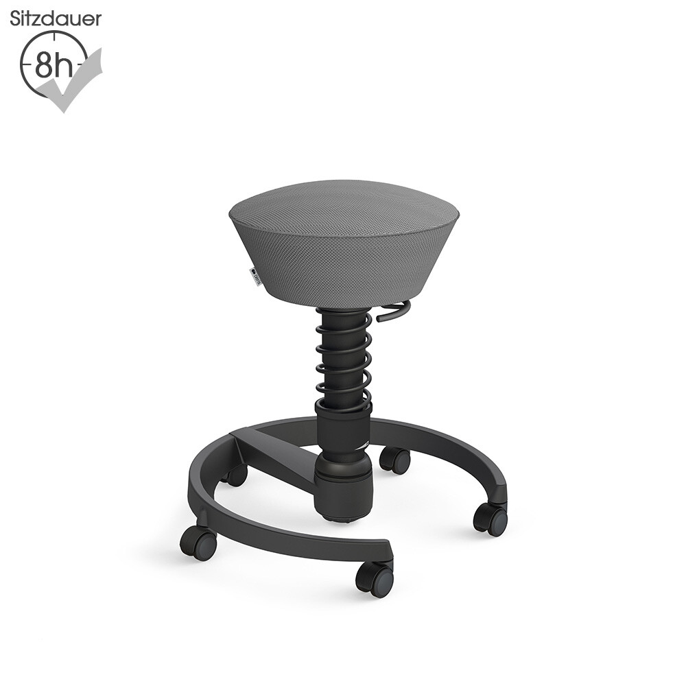 Aeris Swopper mit Rollen | Air-Mesh: Grau | Feder: Standard | Gestell: Schwarz