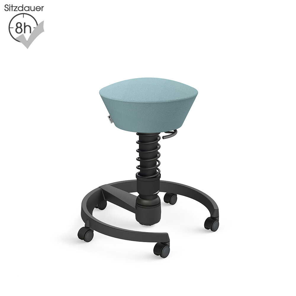 Aeris Swopper mit Rollen | Wolle-unifarben: Pastellblau | Feder: Standard | Gestell: Schwarz