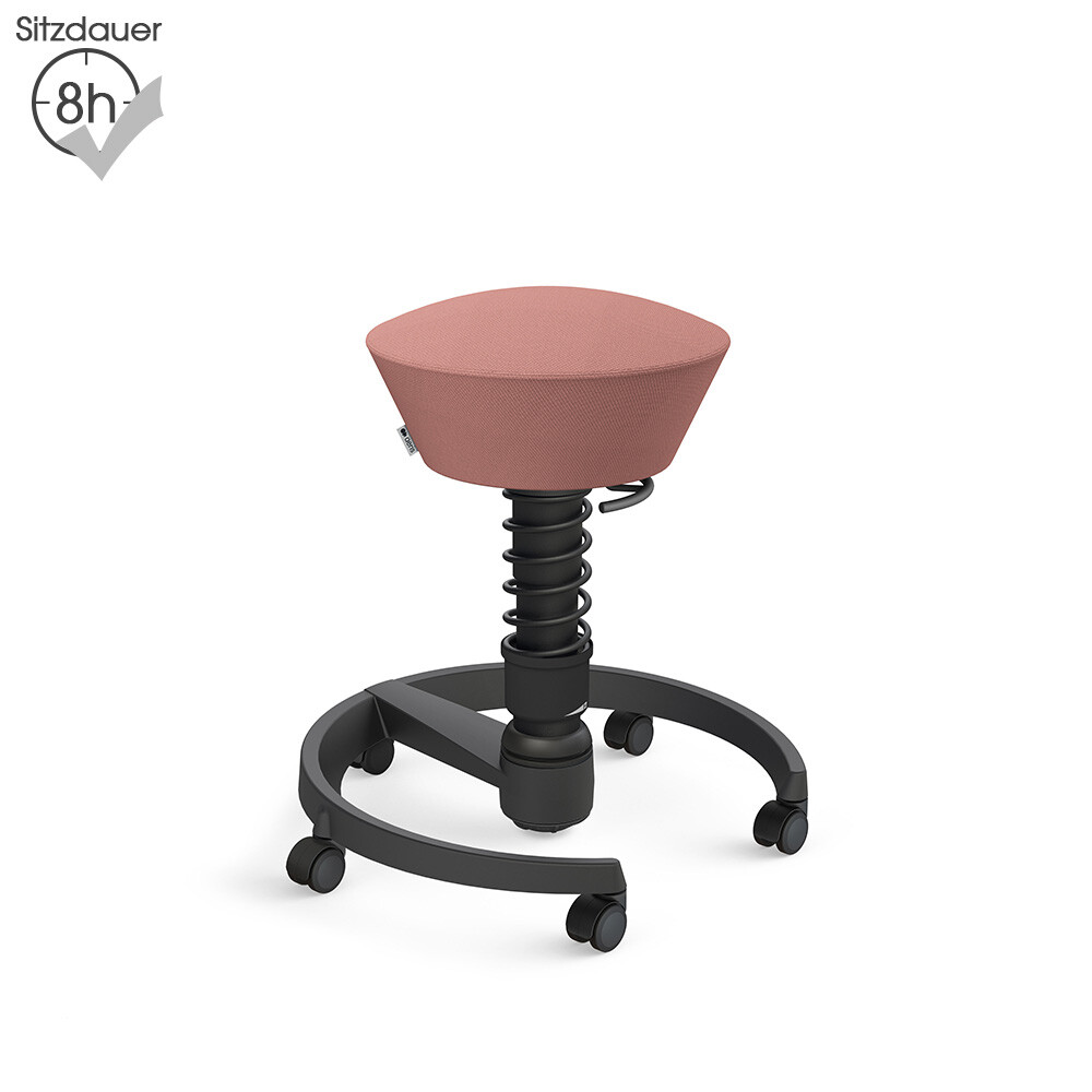 Aeris Swopper mit Rollen | Wolle-unifarben: Blassrosa | Feder: Standard | Gestell: Schwarz