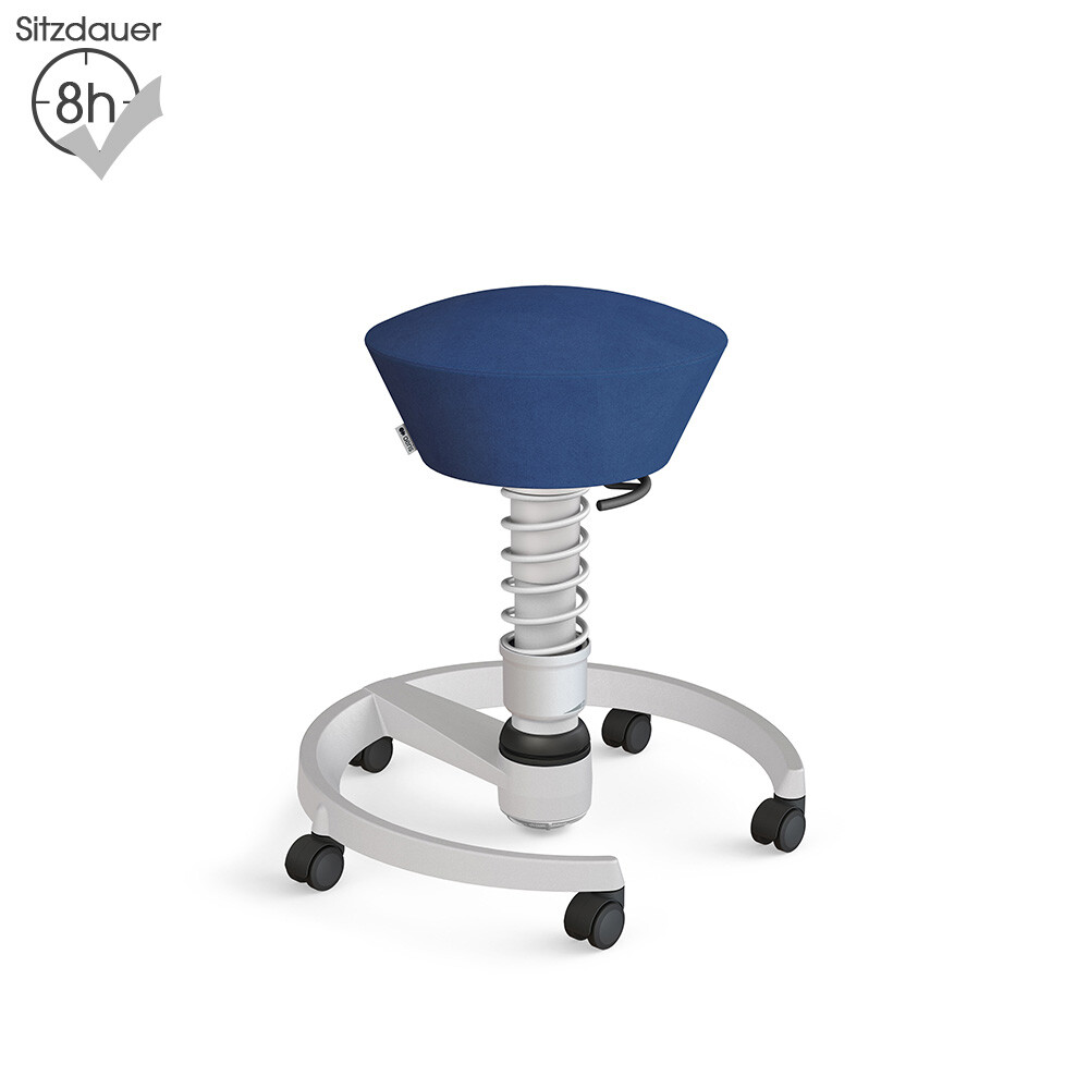 Aeris Swopper mit Rollen | Mikrofaser: Blau | Feder: Standard | Gestell: Hellgrau-metallic