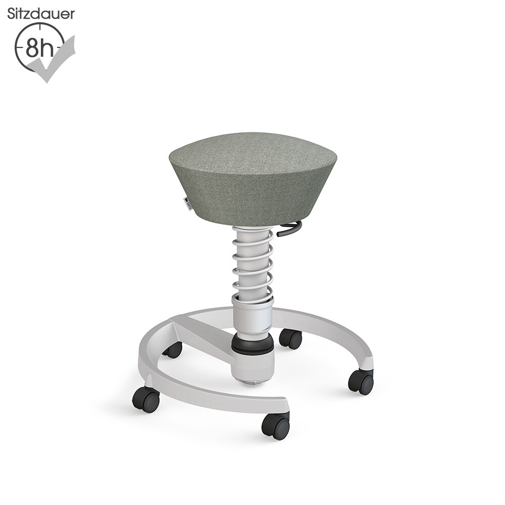Aeris Swopper mit Rollen | Wolle-meliert: Grau | Feder: Standard | Gestell: Hellgrau-metallic
