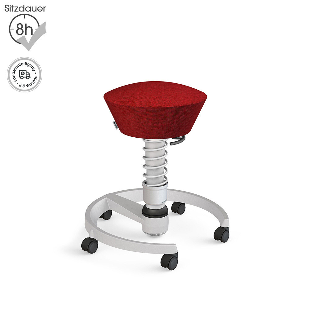 Aeris Swopper mit Rollen | Wolle-meliert: Rot | Feder: Standard | Gestell: Hellgrau-metallic