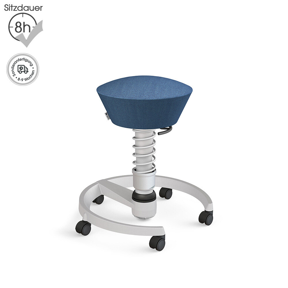Aeris Swopper mit Rollen | Wolle-meliert: Blau | Feder: Standard | Gestell: Hellgrau-metallic